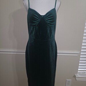 E.L.H. Studio Emerald Green Velvet Cocktail Dress XL Sparkle Bodycon